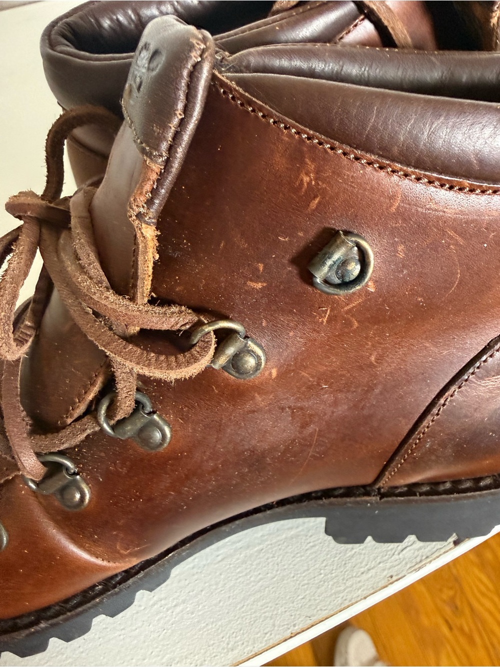Vintage Timberland Brown Leather Hiking Boots Made in Italy Women’s 8.5 - Picture 4 of 13